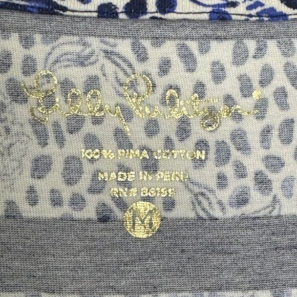 Lilly Pulitzer Dress Lajolla Medium Blue White Shell Stripe Pima Cotton Summer - Picture 2 of 9